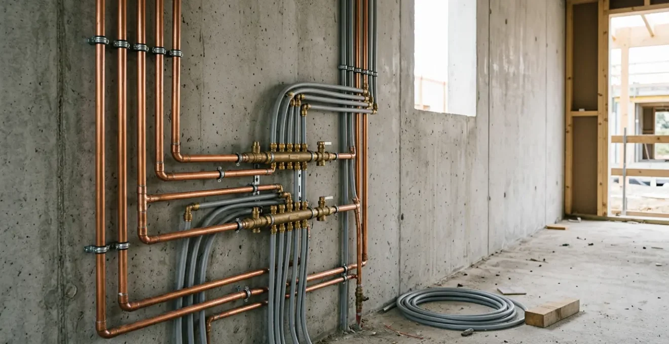 Installation de plomberie moderne dans un logement neuf conforme à la réglementation environnementale 2020
