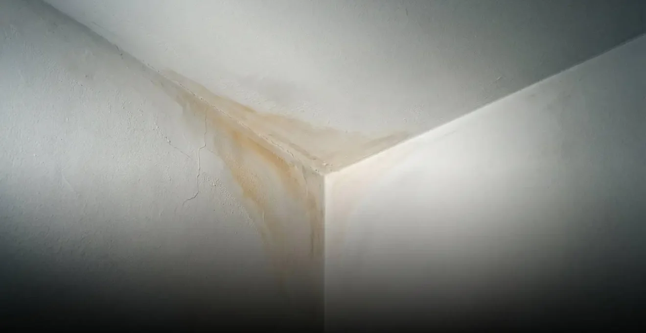 Composition symbolique évoquant la détection précoce d'une fuite d'eau cachée dans une habitation