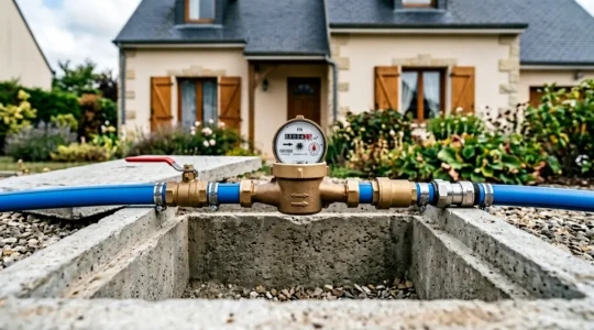 Installation professionnelle d'un raccordement au réseau d'eau avec compteur et canalisations conformes aux normes françaises