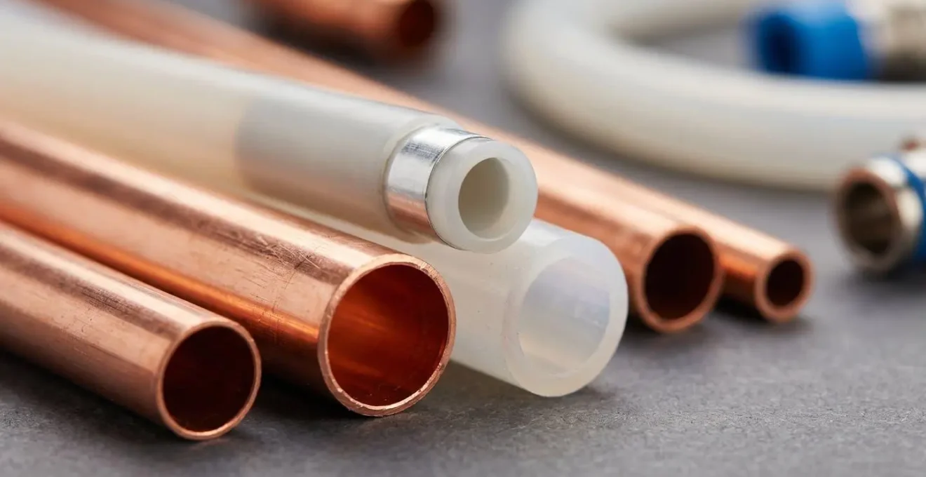 Schéma technique montrant la correspondance entre les diamètres de tuyaux et les débits d'eau pour différents appareils sanitaires